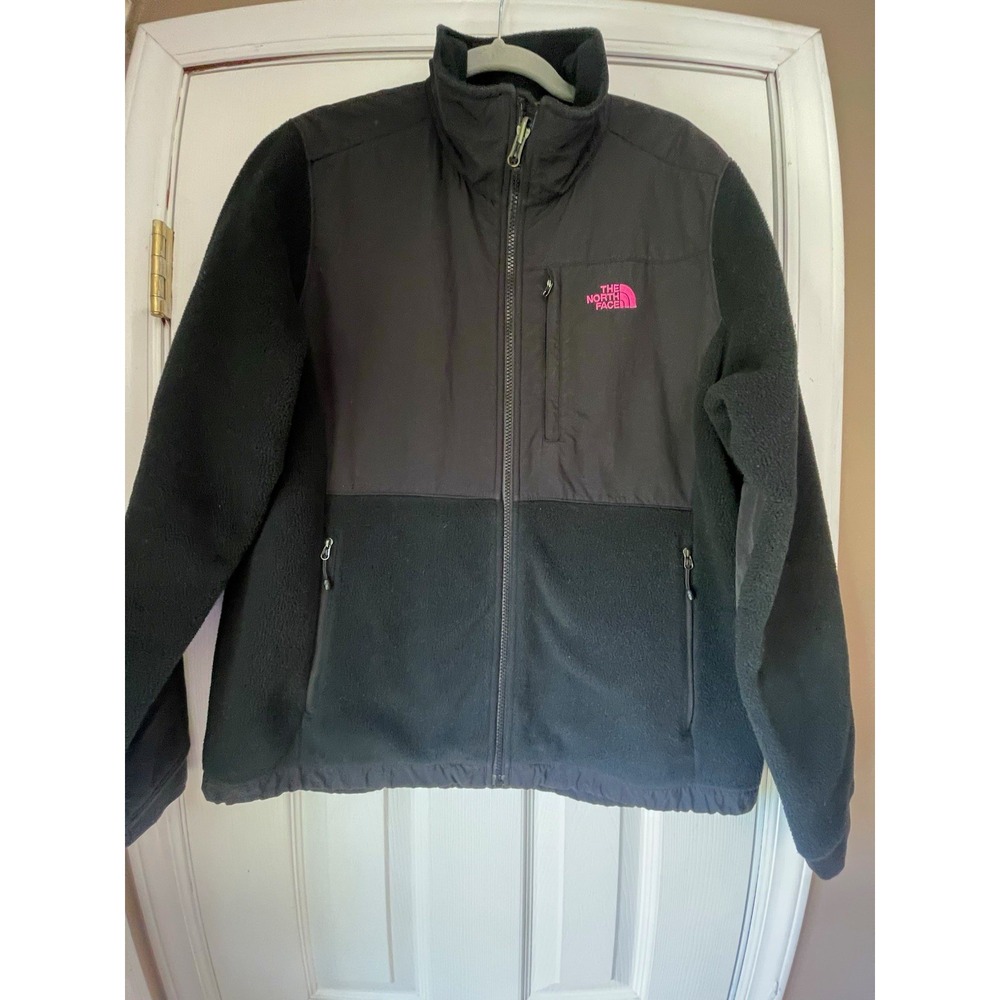 The North Face Denali Women's Black/Pink Full-Zip Jacket Pockets Logo Size L